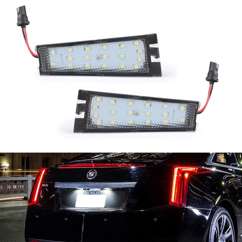 Gempro 2Pack LED License Plate Light Assembly For 2008-2010 Cadillac CTS, Powered by 18SMD Xenon White LED Lights - Image 1